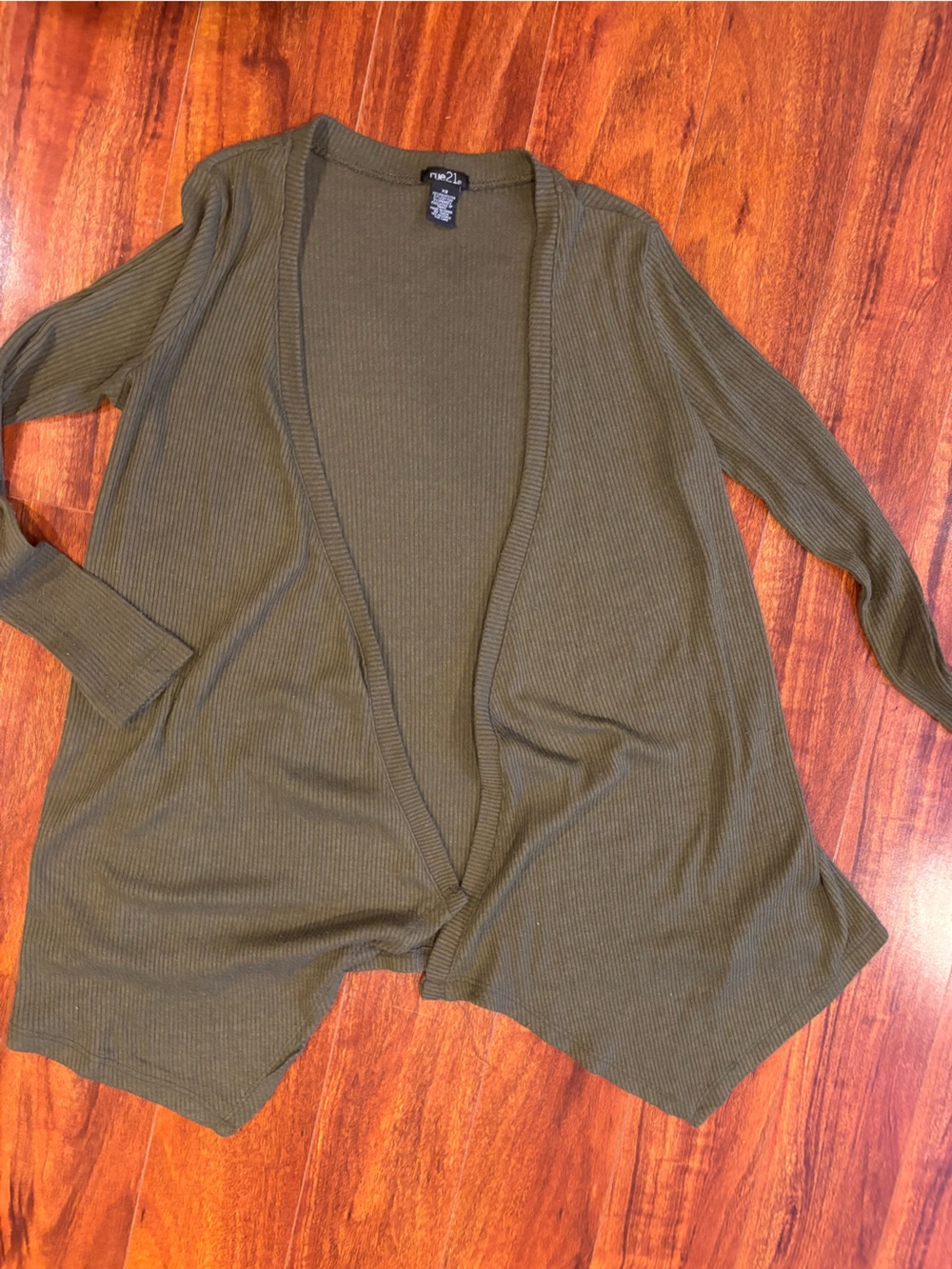 Rue21 Olive Open-Front Ribbed Cardigan